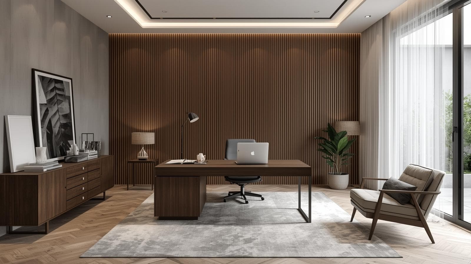 Modern office space styled for property presentation