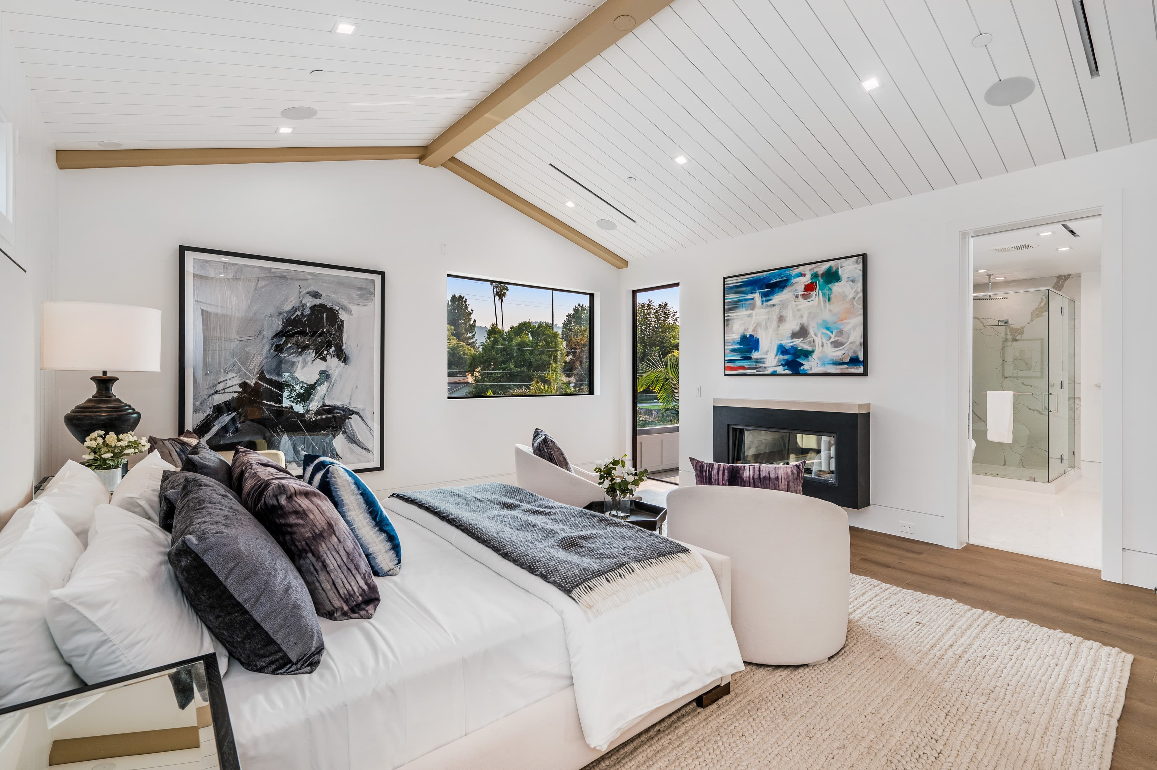 Styled bedroom with layered textures — Sydney property styling