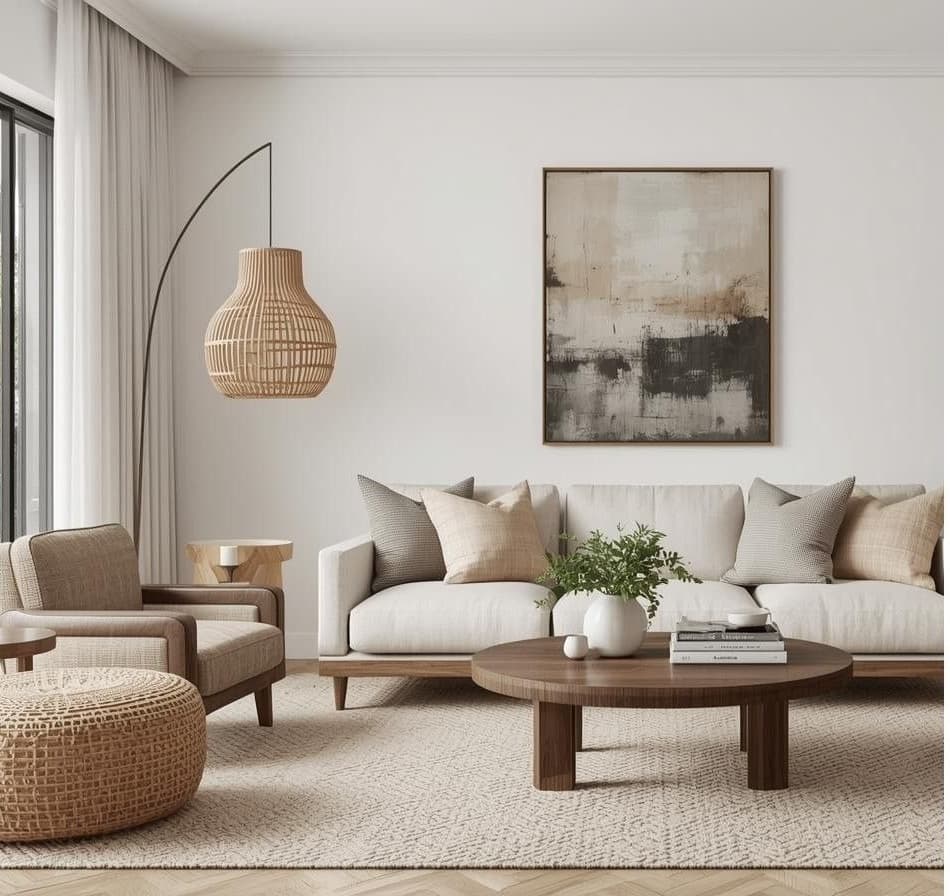 Styled living room with warm neutral tones for North Shore property sale