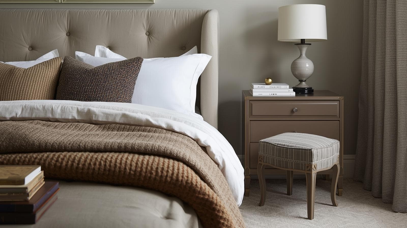 Luxury bedroom styled for property campaign on Sydney's North Shore